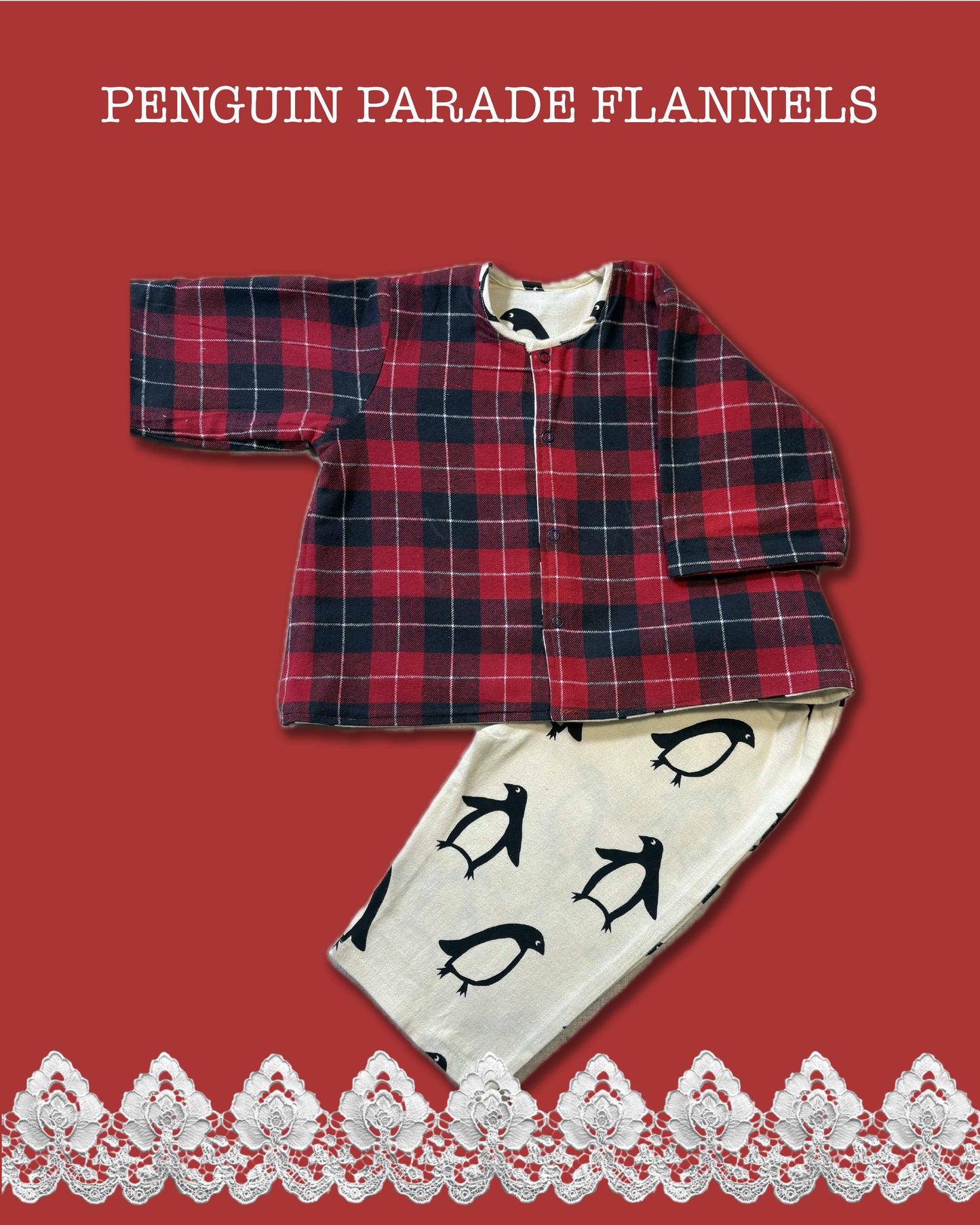 Penguin Parade Flannel Reversible Coords