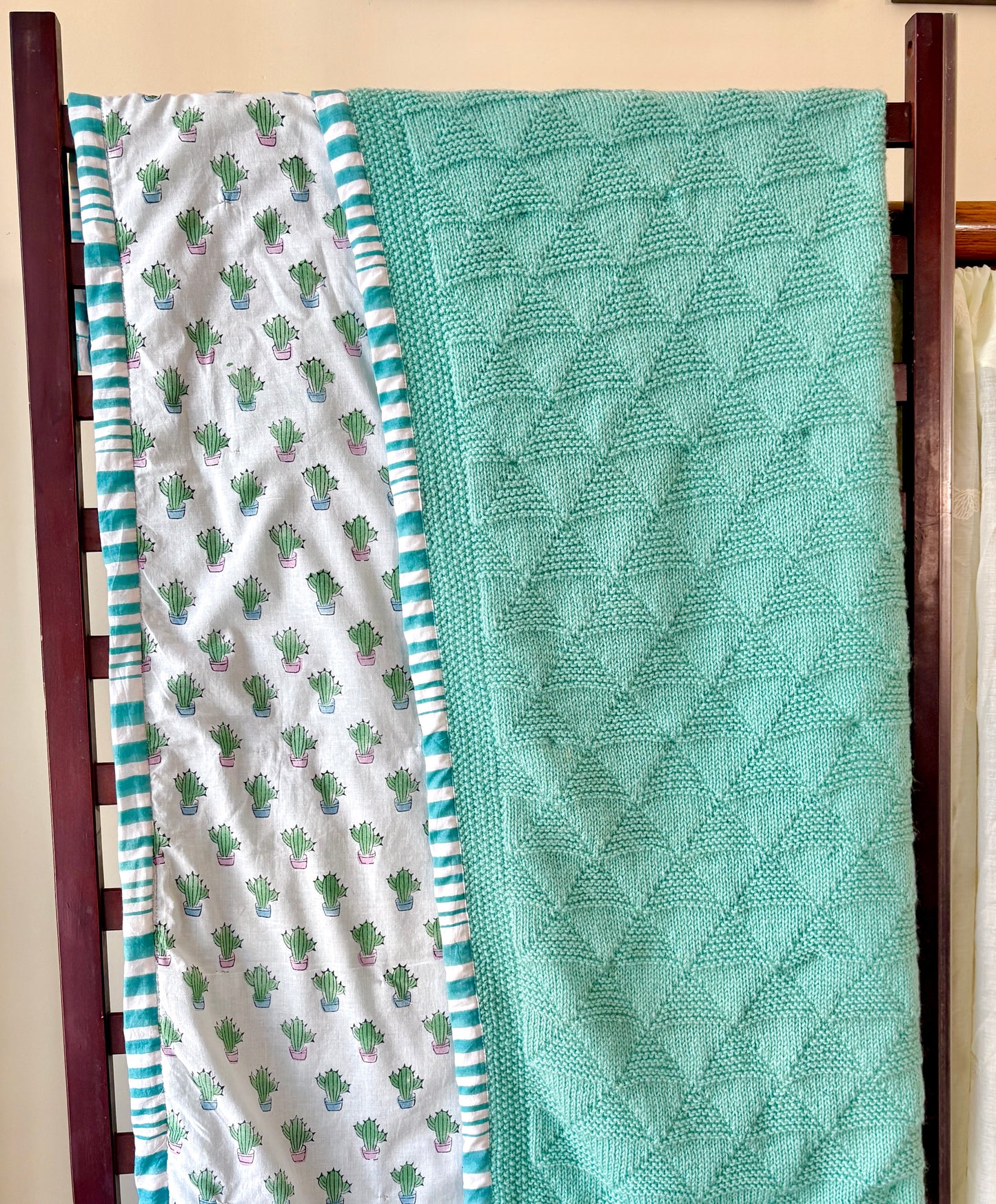 Cactus Oasis Knitted Blanket