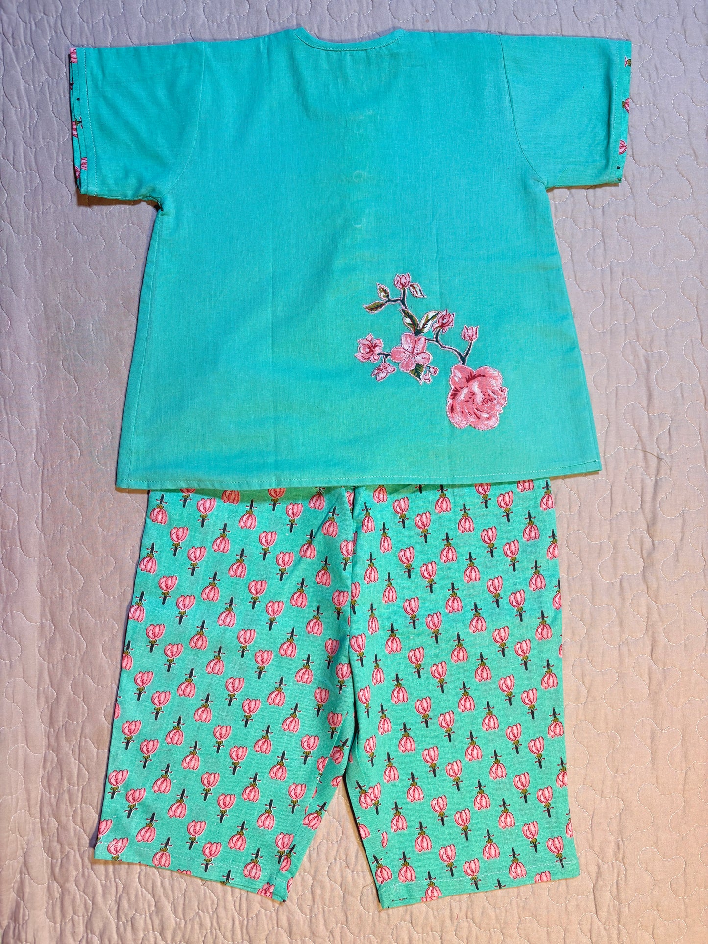 Turquoise Blossoms Appliqué Summer Set