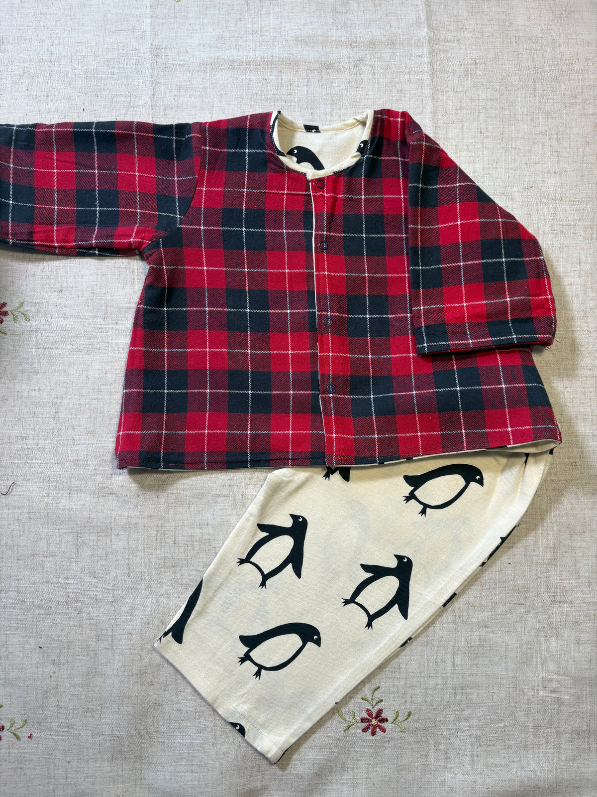 Penguin Parade Flannel Blanket & Coords for New Borns
