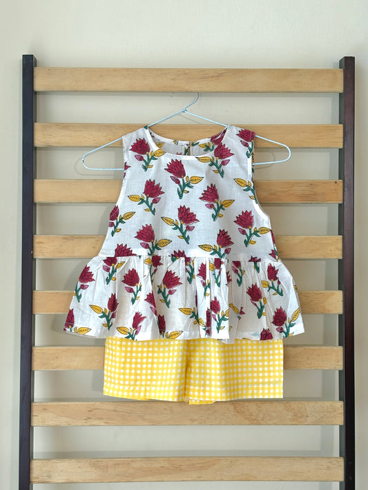 Sun Rose Peplum & Shorts Set
