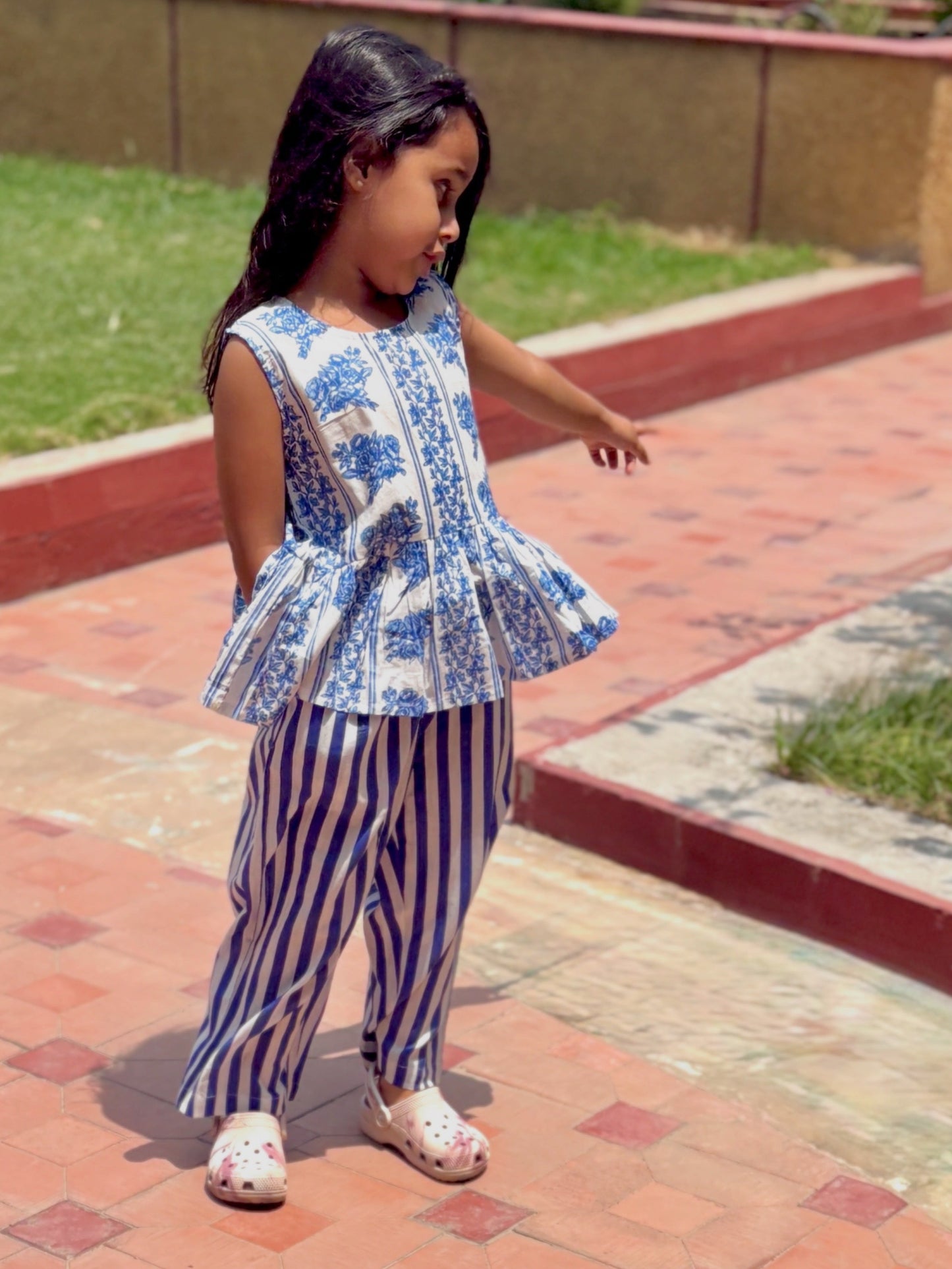 Blue China Peplum Set