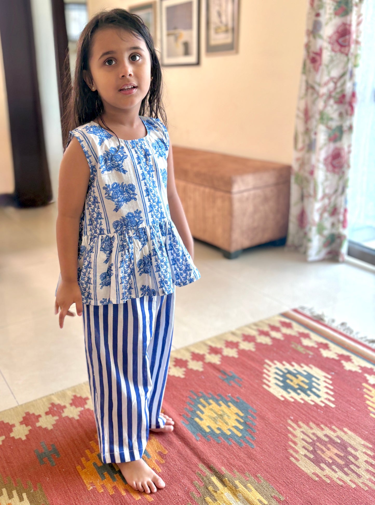 Blue China Peplum Set