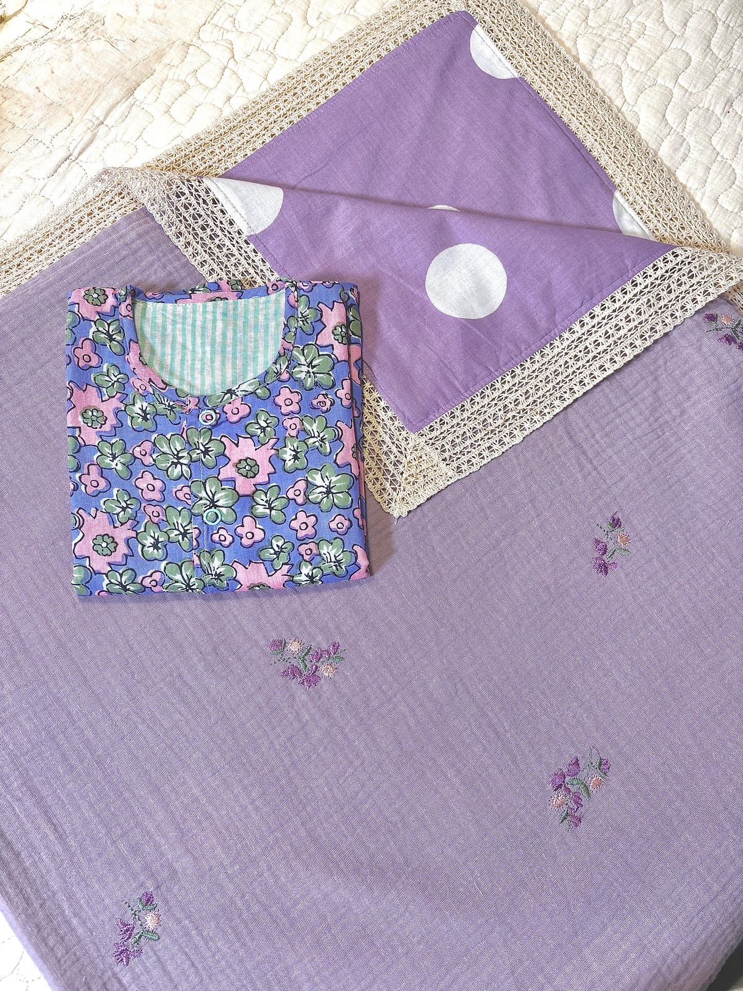 Lilac Mint Embroidered Dohar