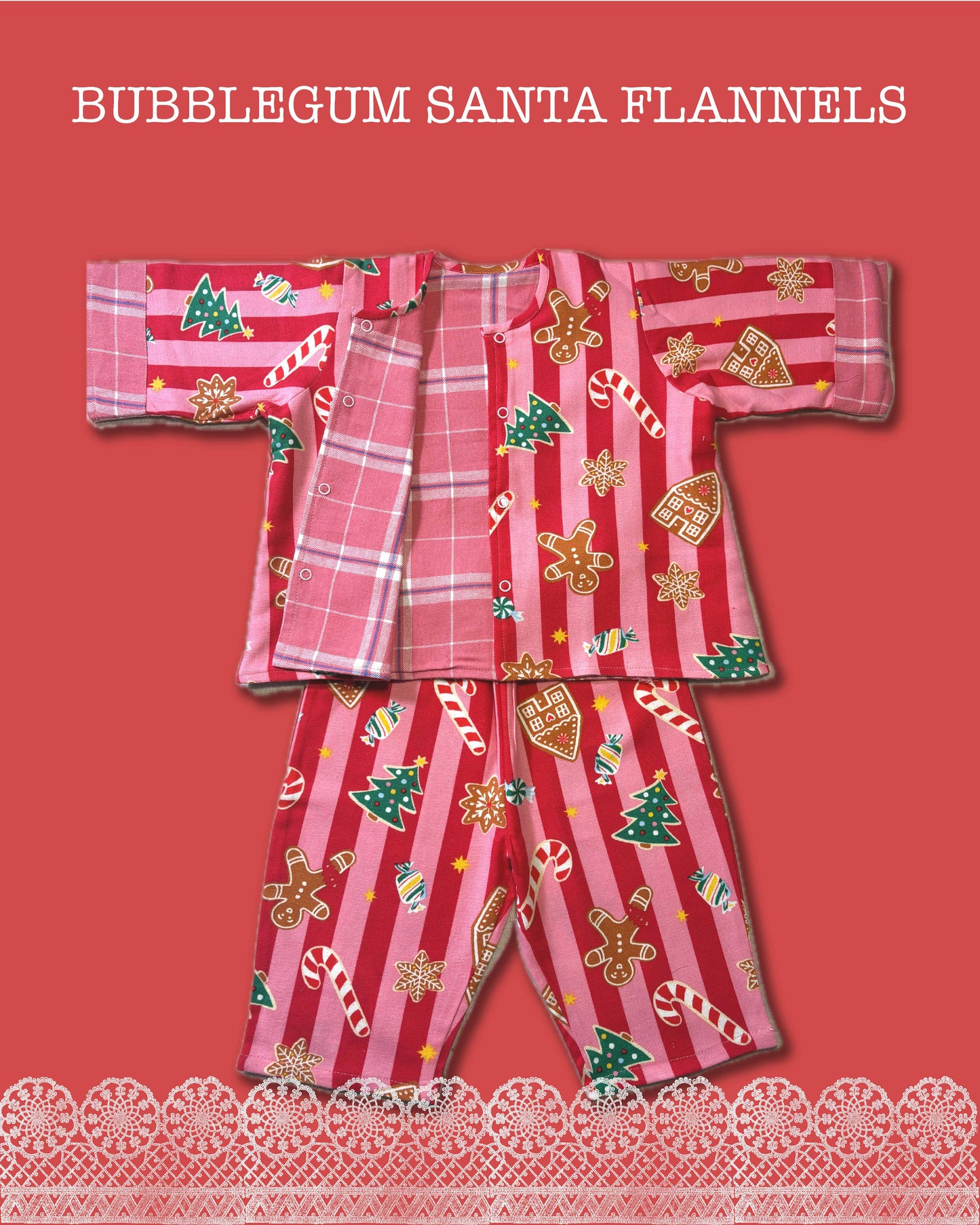Bubblegum Santa Flannel Reversible Coords