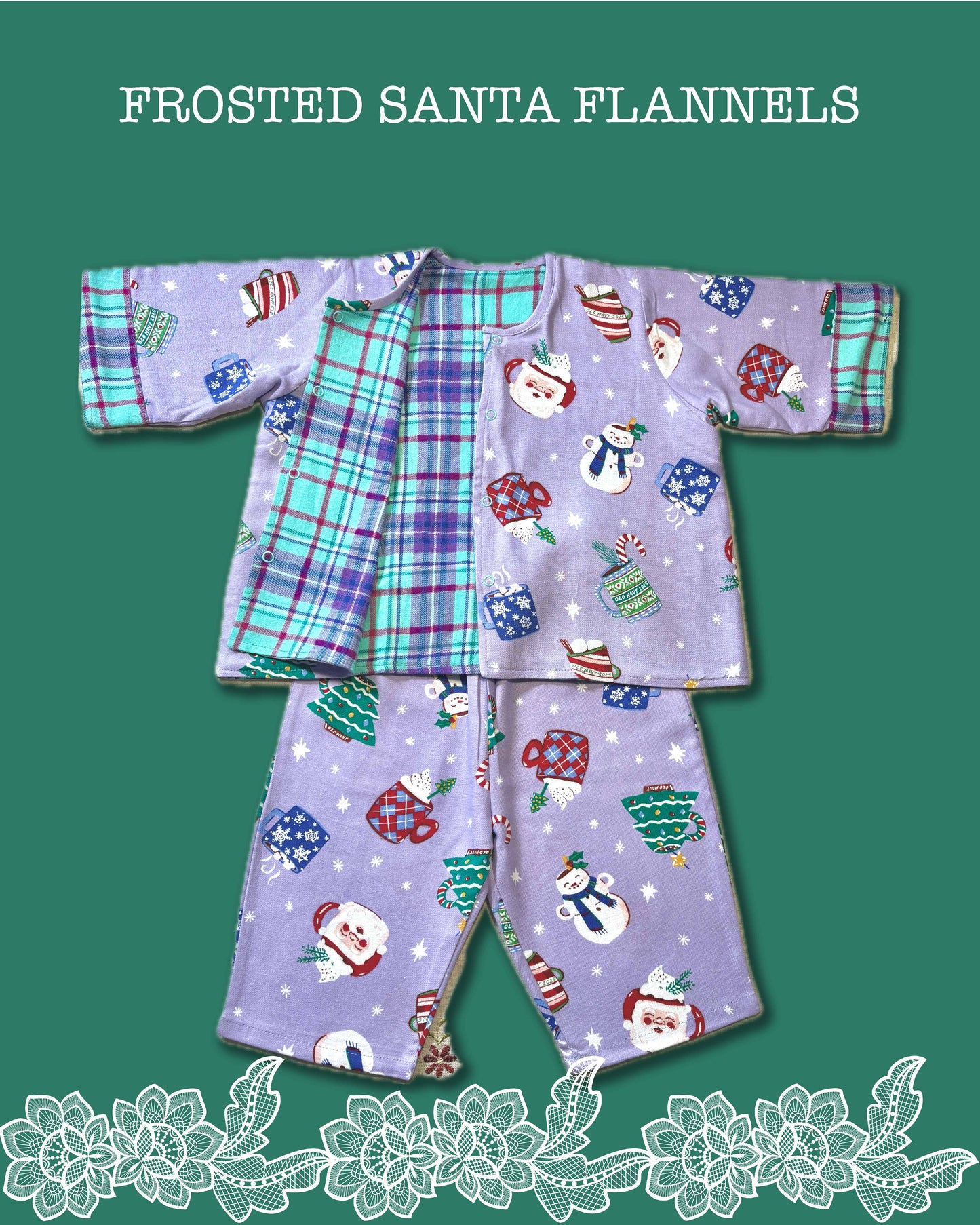 Frosted Santa Flannel Reversible Coords