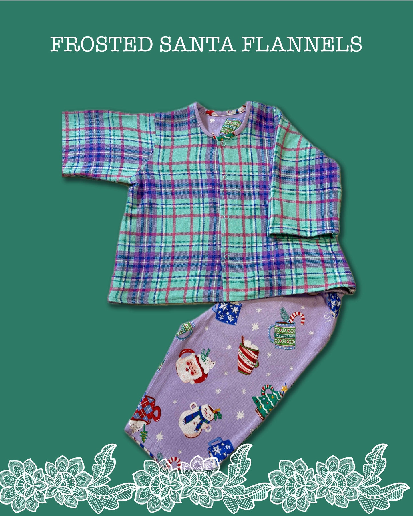 Frosted Santa Flannel Reversible Coords