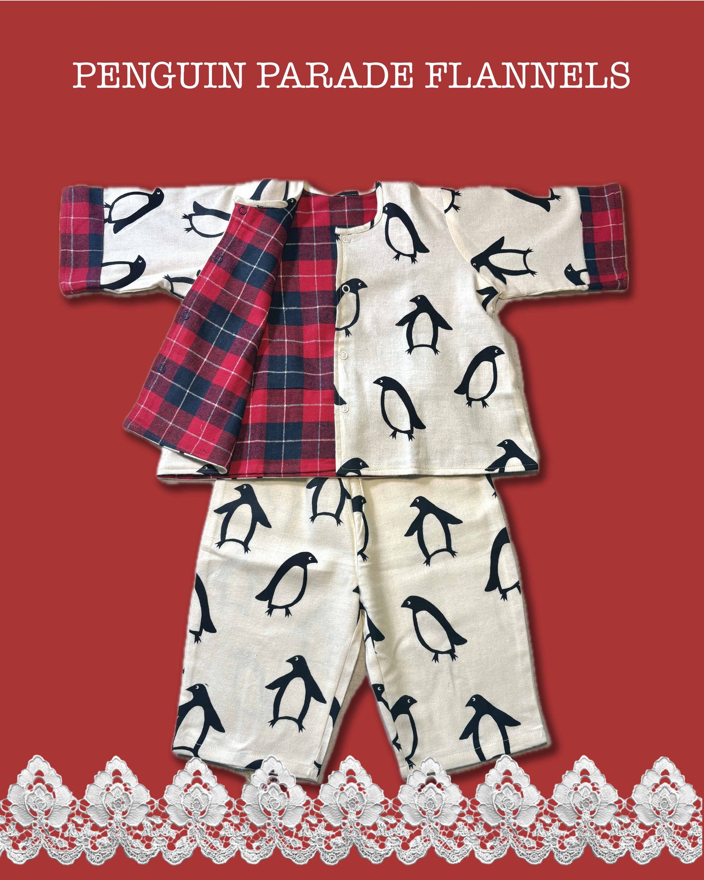 Penguin Parade Flannel Reversible Coords