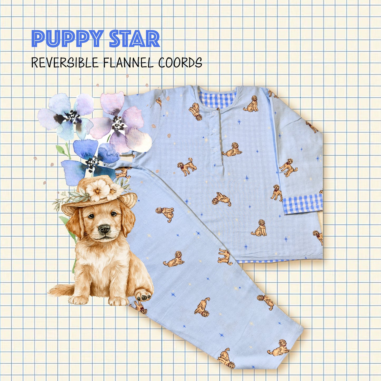 Puppy Star Flannel Reversible Coords