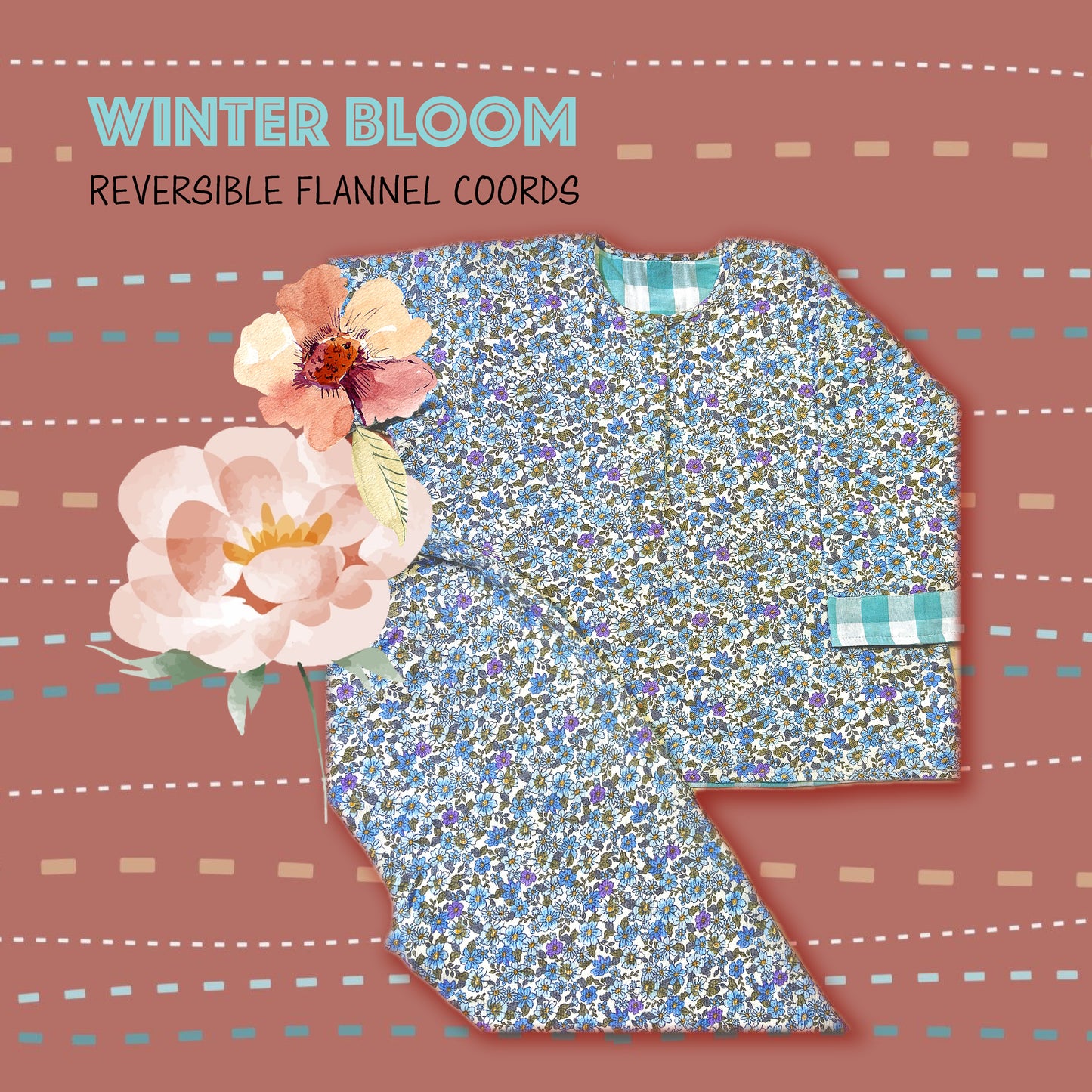 Winter Bloom Flannel Reversible Coords