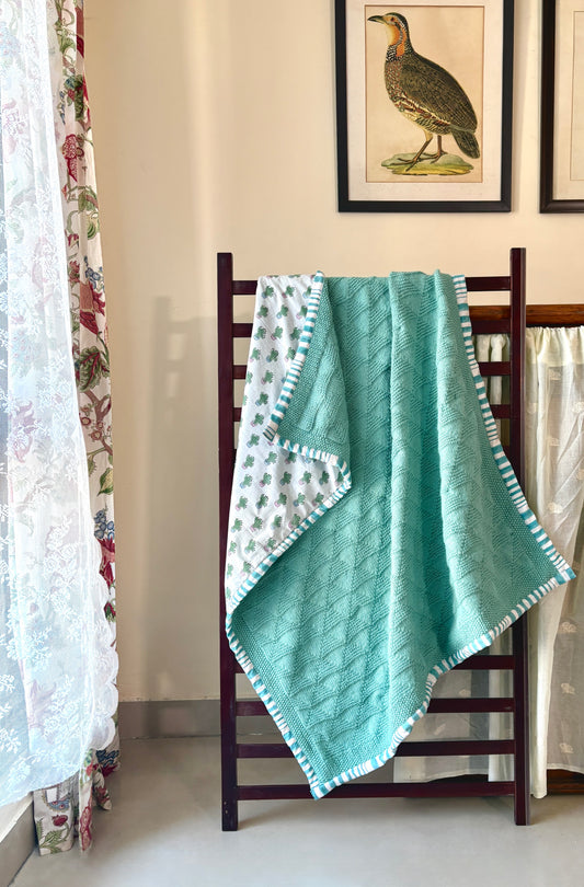 Cactus Oasis Knitted Blanket