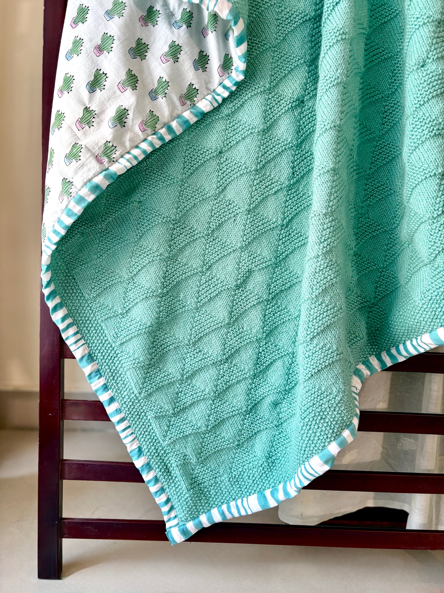 Cactus Oasis Knitted Blanket