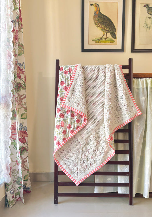 Rose Bud Knitted Blanket