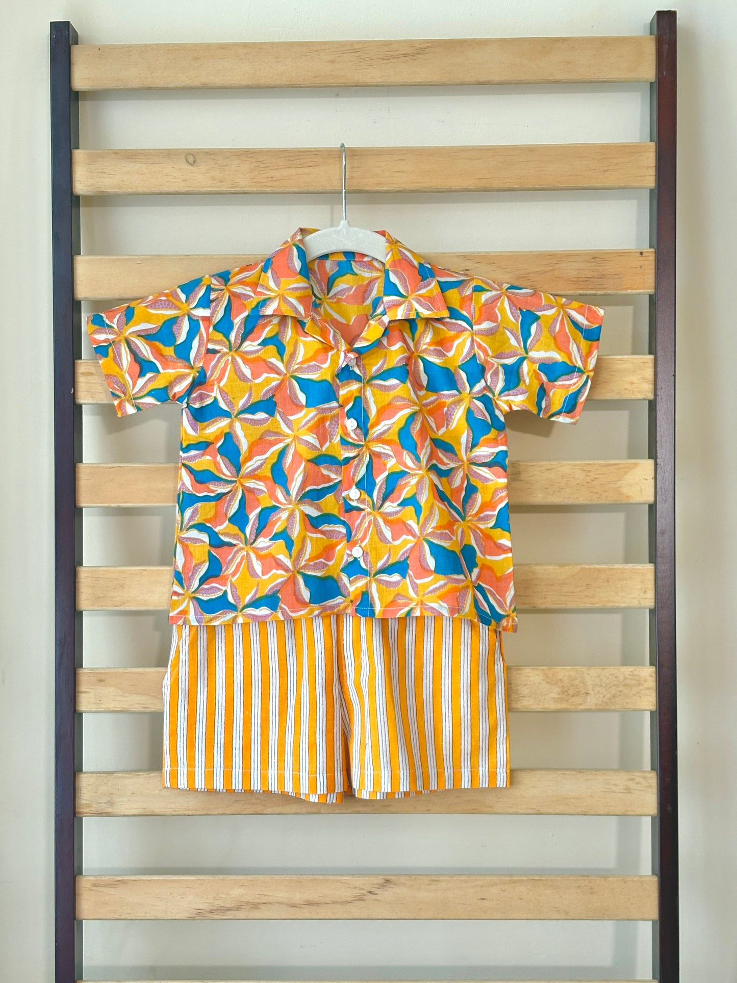 Ochre Squiggle Shorts Set