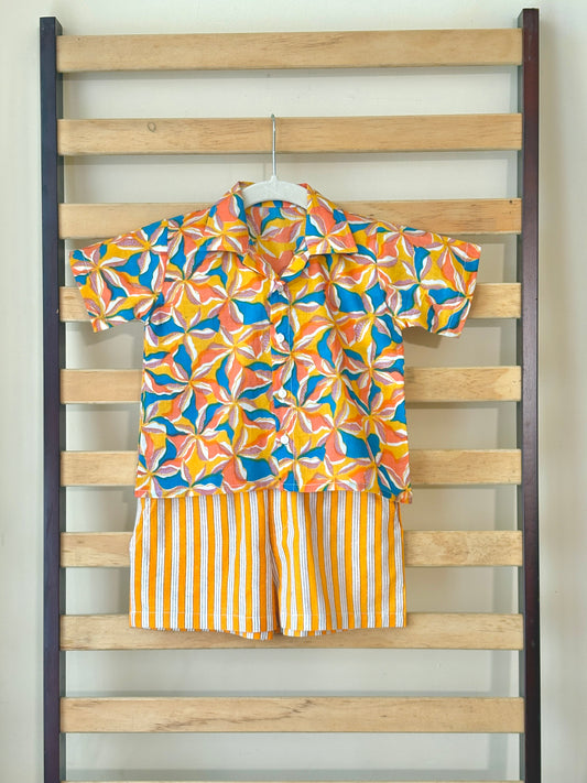 Ochre Squiggle Shorts Set