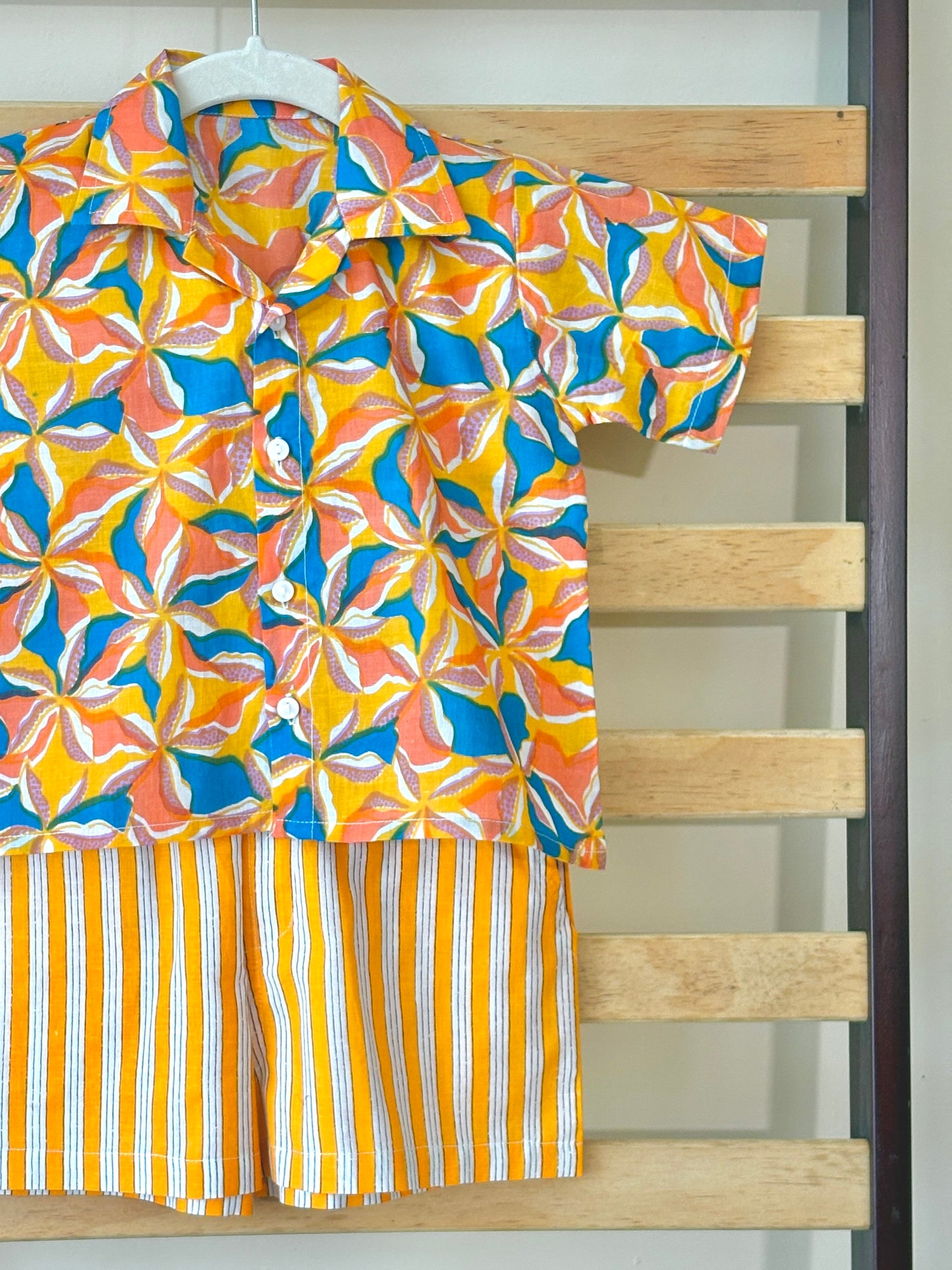 Ochre Squiggle Shorts Set