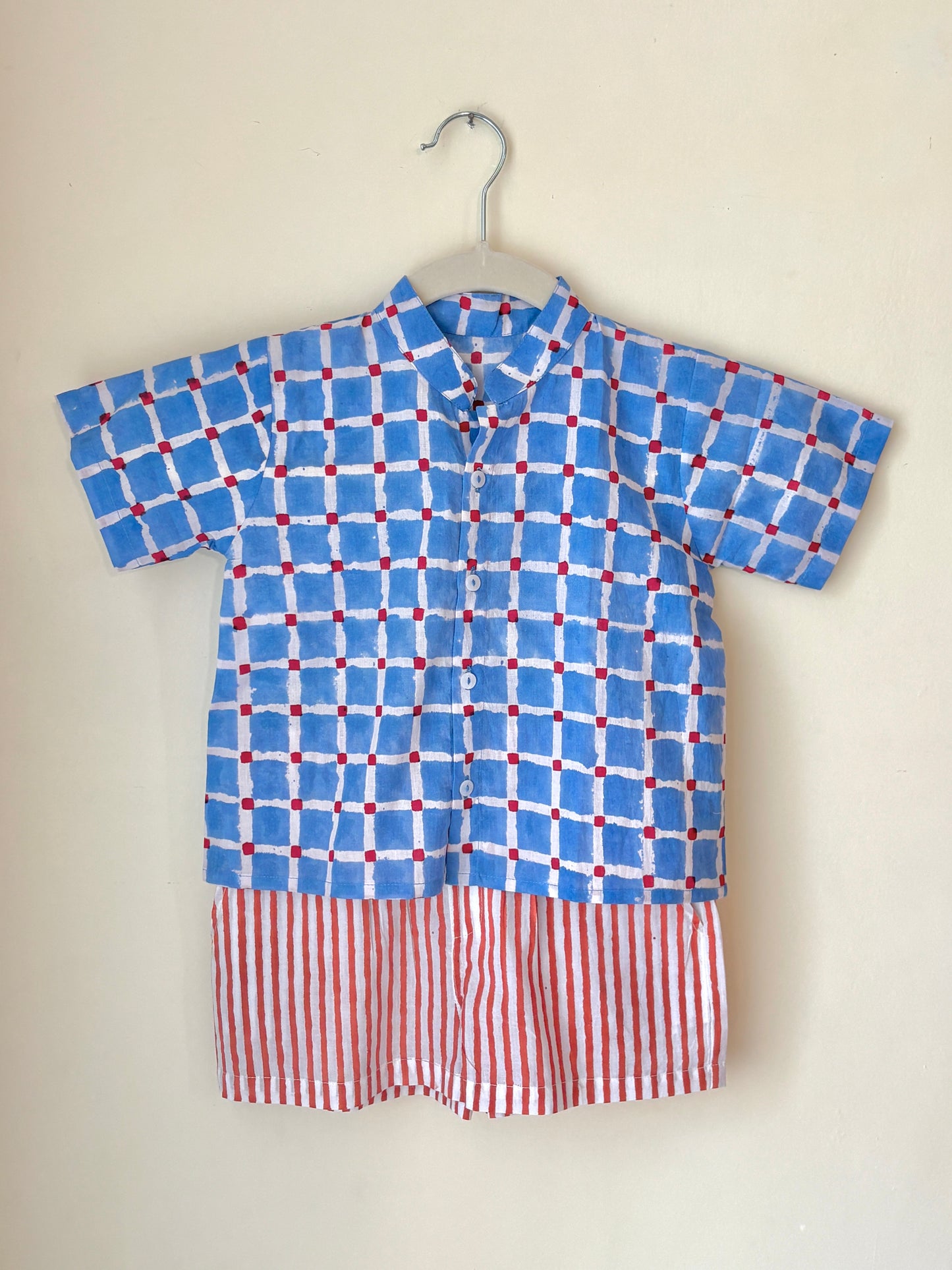 Blue Picnic Shorts Set