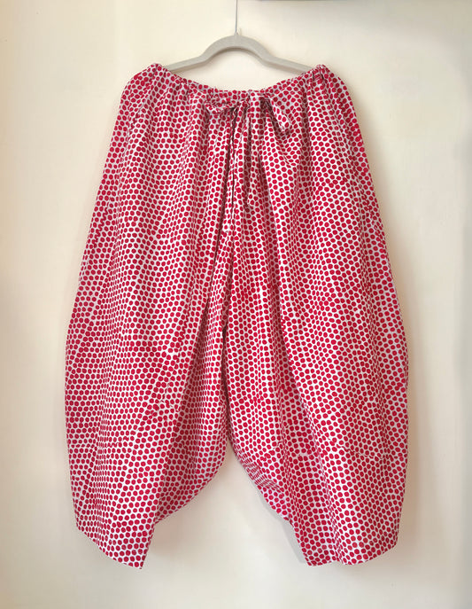 Polka Red Waterfall Pants for Moms