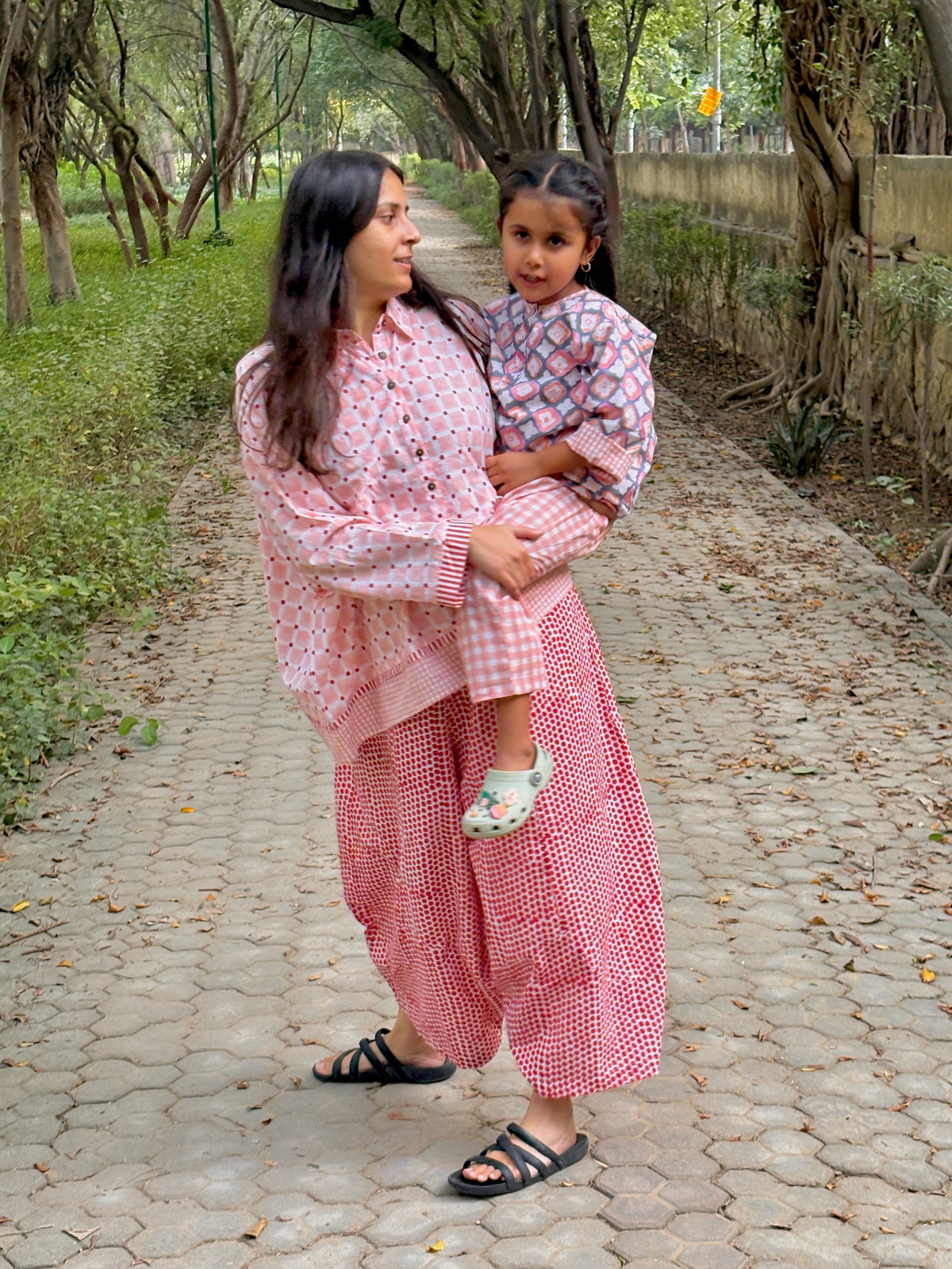 Polka Red Waterfall Pants for Moms