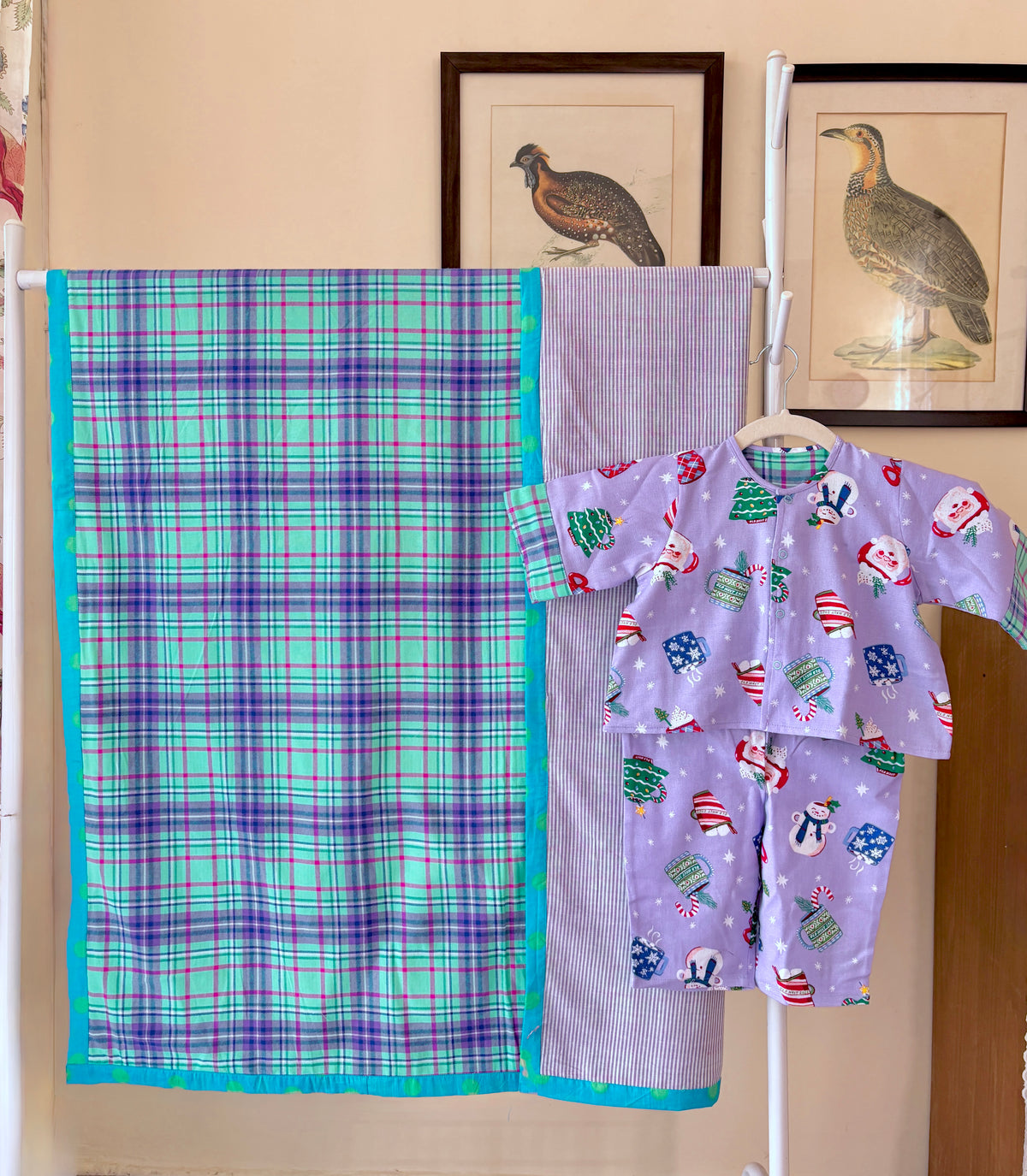 Frosted Santa Flannel Blanket & Coords for New Borns