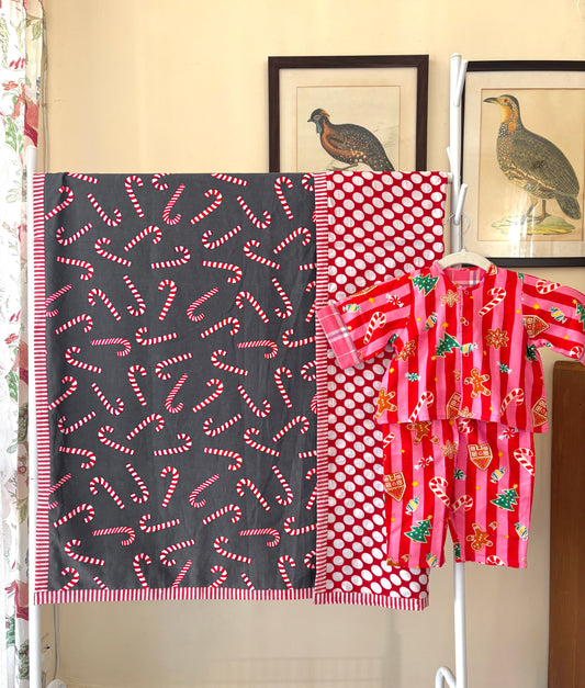 Bubblegum Santa Flannel Blanket & Coords for New Borns