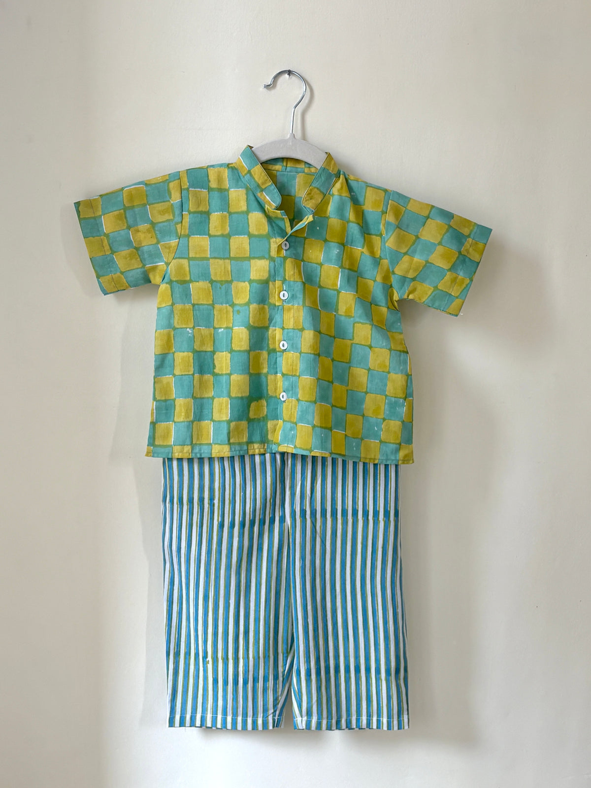 Lime Checks Pajama Set