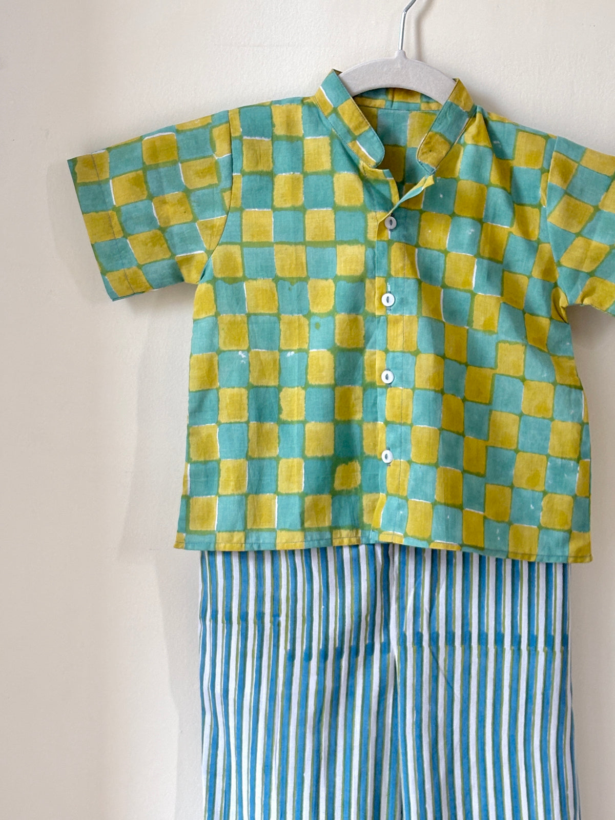 Lime Checks Pajama Set