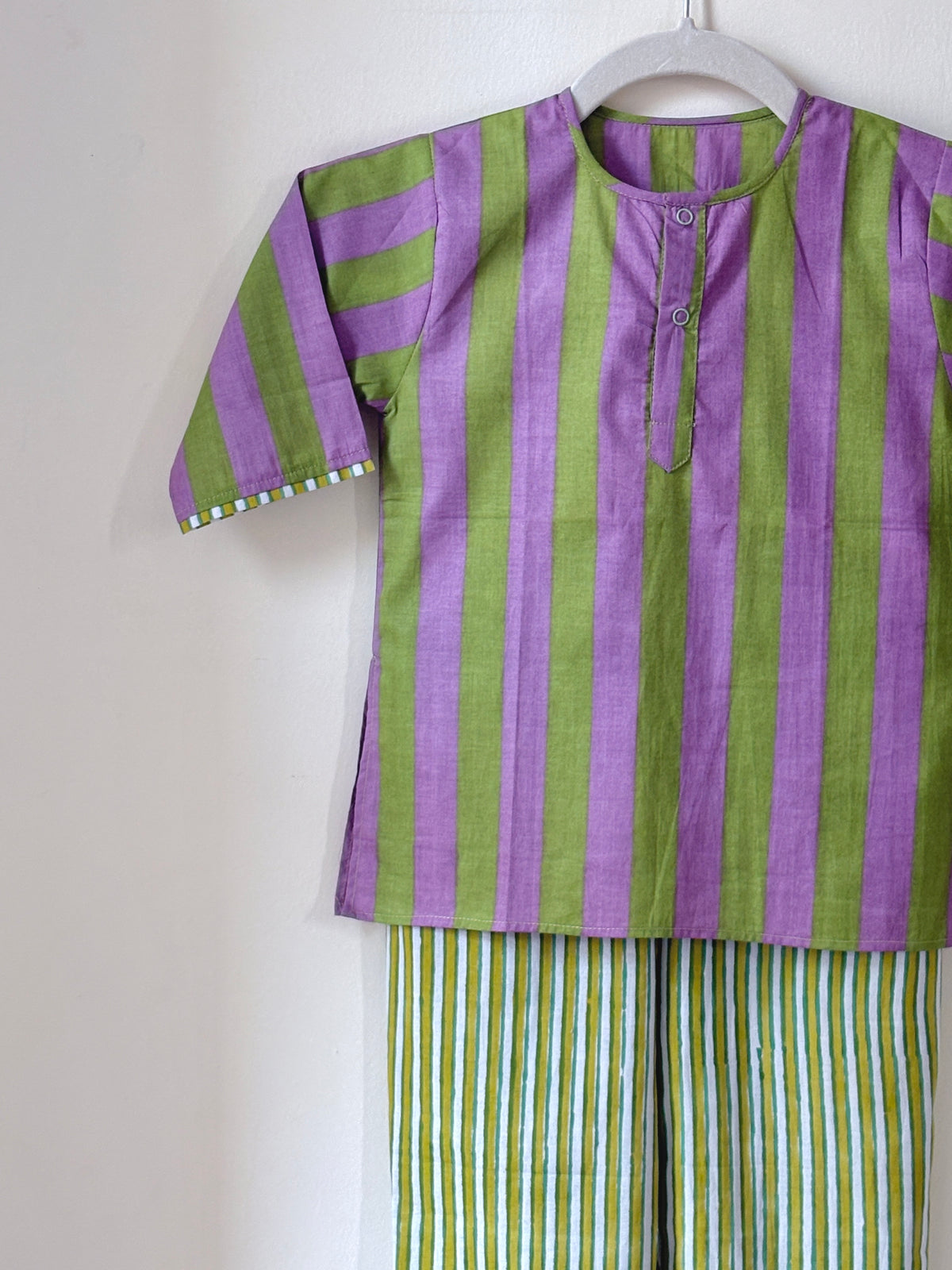 Lime Stripes Kurta Pajama Set