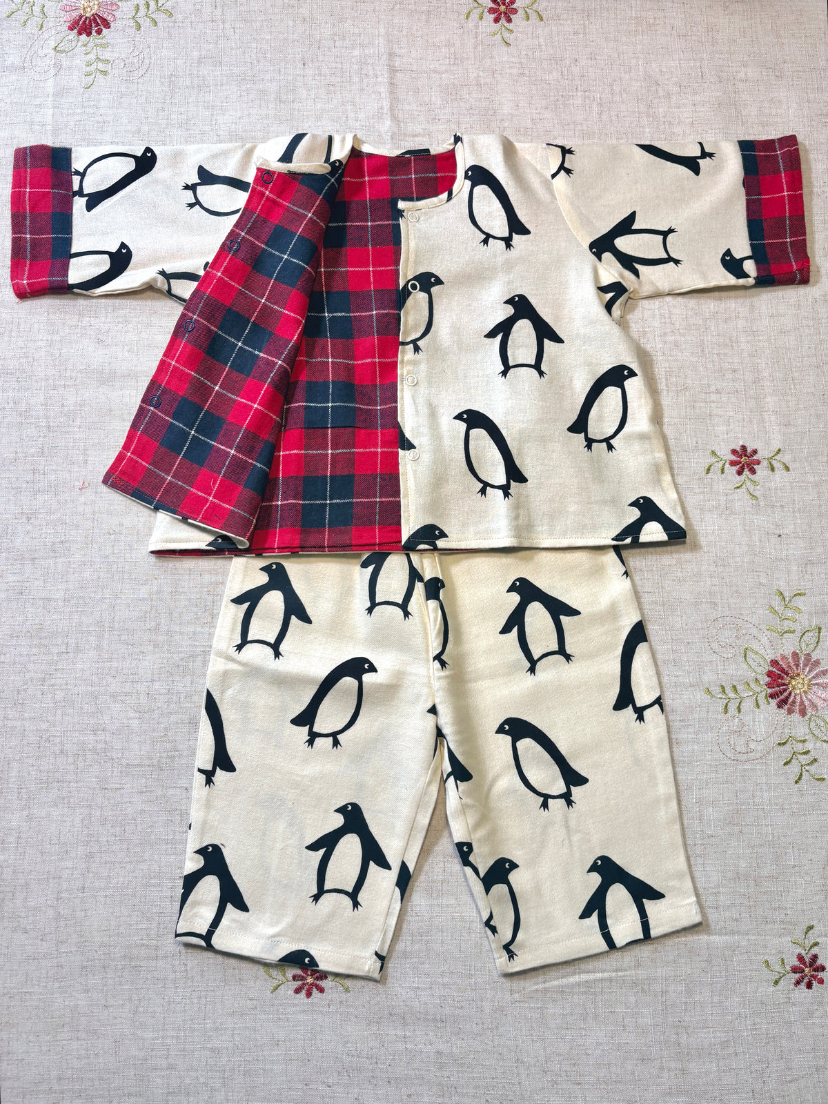Penguin Parade Flannel Blanket & Coords for New Borns