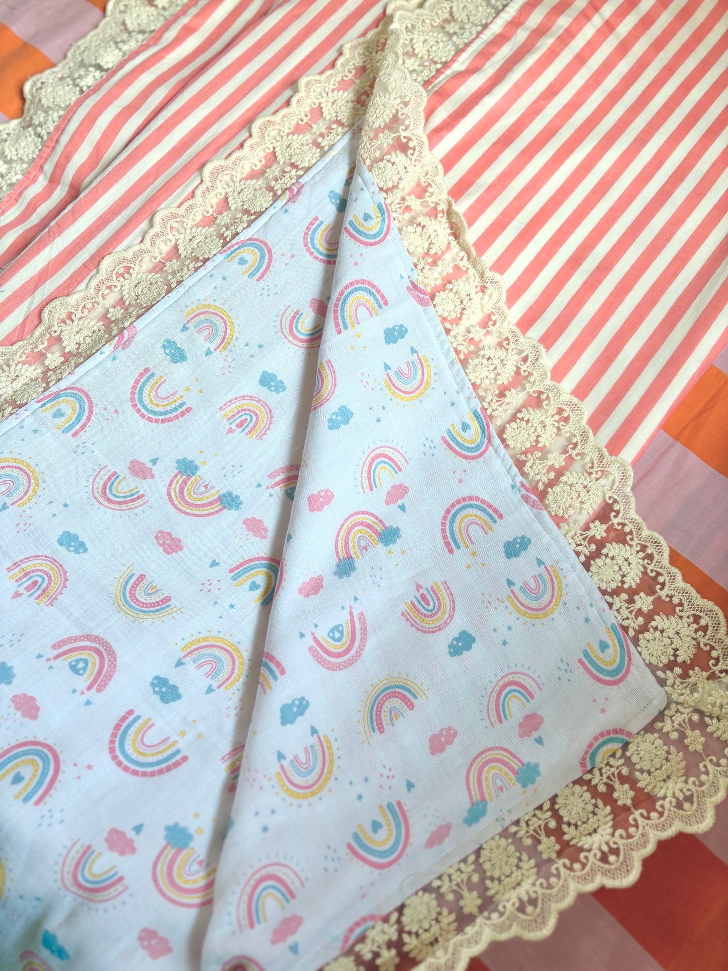 Rainbow Full Size Muslin Blanket