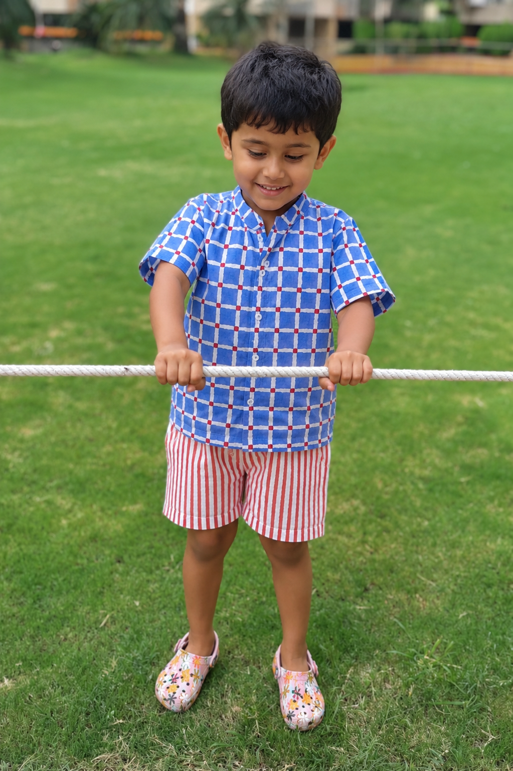 Blue Picnic Shorts Set